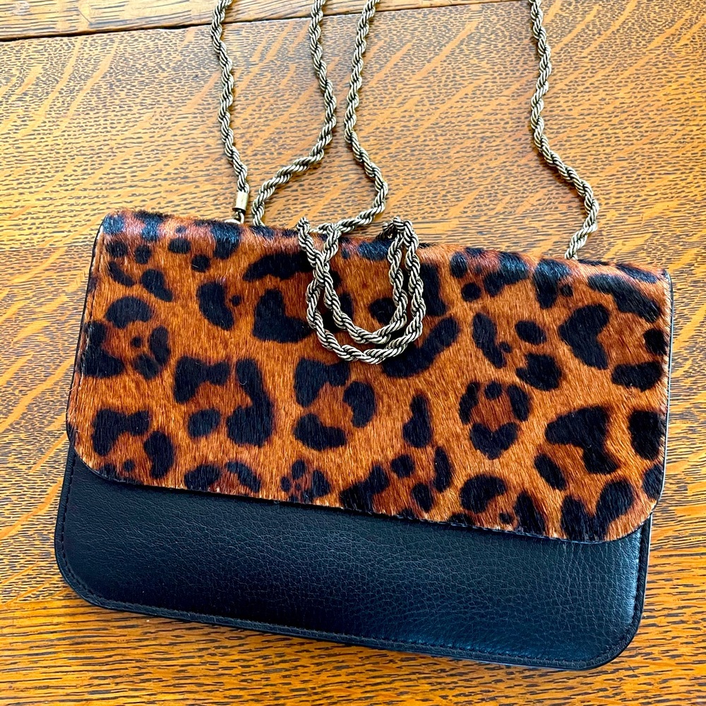 NWT & dustcover CAbi leopard print chain wallet.